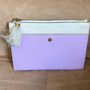 J. Crew Lavender and Cream Wristlet with Tassel